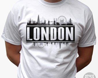 London t shirt top tee skyline design Christmas Birthday Gift Personalized Patriotic Fashion Art Graphic World Cup Sport Holiday Travel Trip