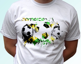 Jamaica football white t shirt top short sleeves flag - Mens, Womens, Kids, Baby - All Sizes!
