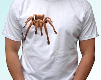 Tarantula white t shirt top spider tee design art - mens, womens, kids, baby sizes
