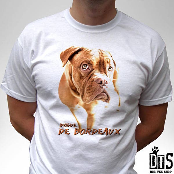 Dogue De Bordeaux white t shirt top 100% cotton tee graphic design - mens womens kids & baby sizes
