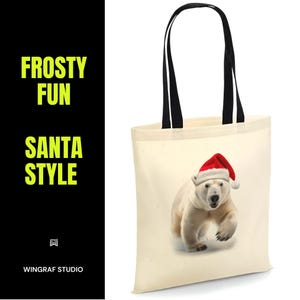 Sac fourre-tout ours polaire Noël cadeau d'anniversaire mode conception drôle sac à main écologique vacances voyage amoureux des animaux végétalien nature minimaliste