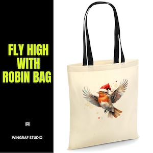 Sac fourre-tout Robin Bird Sac fourre-tout Noël Cadeau d'anniversaire Mode Art Design Shopper Sac à main écologique Vacances à la plage Voyage Élégant minimaliste