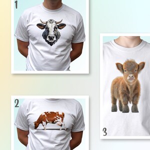 Cow white t shirt top tee cartoon design art - mens, womens, kids, baby sizes