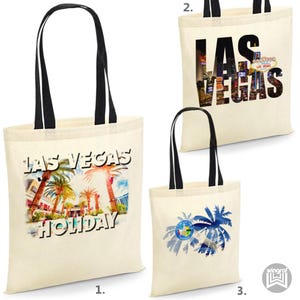 Bolso de mano Las Vegas, regalo de cumpleaños de Navidad, diseño de moda para mamá, bolso de compras ecológico, bolso de mano de algodón para playa, vacaciones, viajes, elegante, minimalista