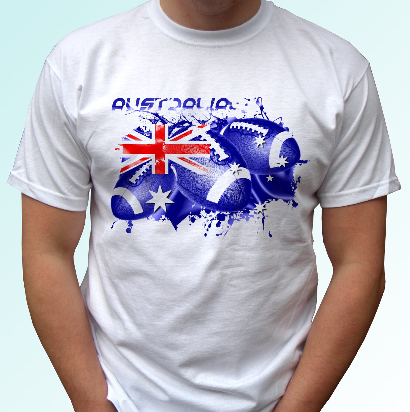 Rugby Australia white t shirt top short sleeves flag Mens Etsy