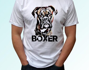 Boxer t shirt gift Xmas Christmas birthday present ideas dog lovers breed art graphic design personalized custom clothing for him her kids