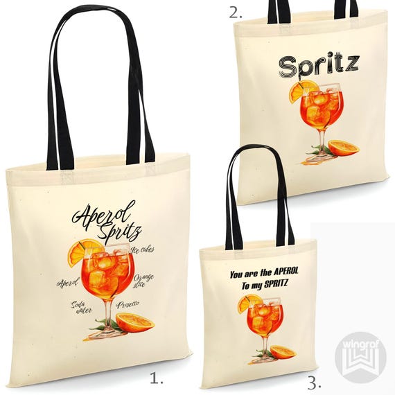 FUGLUS Aperol - Borsa regalo per in iuta da donna, pieghevole, impermeabile, borsa per la spesa, borsa da spiaggia o come set regalo XXL Aperol Spritz accessori in iuta per fidanzate e