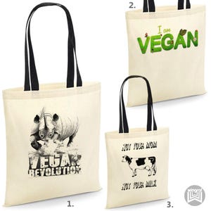 Vegan Tote Bag Christmas Birthday Gift Fashion Funny Design Eco Friendly Handbag Holiday Travel Animals Lovers Vegan Nature Animal Rights