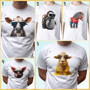 Tier Druck Geschenke T Shirt Weihnachten Geburtstagsgeschenk süße Kunst Grafik T-Shirt lustige Porträts Wildtiere Unisex Tierliebhaber Haustier Öko freundliche Baumwolle