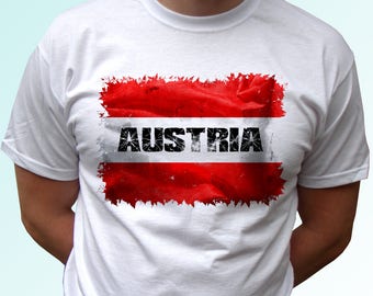 Austria flag white t shirt top short sleeves - Mens, Womens, Kids, Baby - All Sizes!