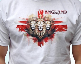 Camiseta de Inglaterra para aficionados, regalo para papá, ropa unisex, día de partido, diseño gráfico de leones, bandera cruzada, torneo mundial 2026.