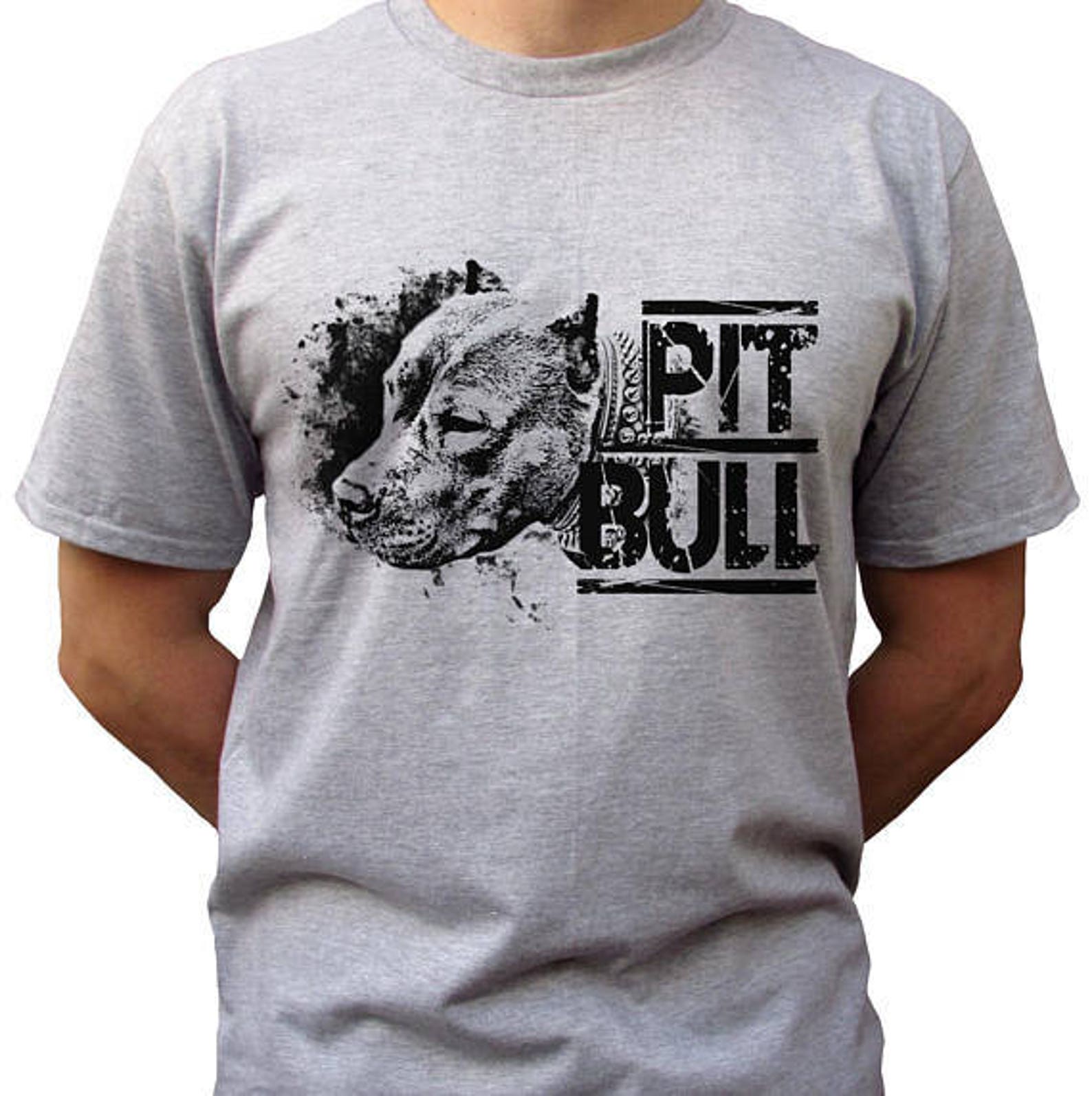 Pitbull grijs tshirt pitbull hond top 100 ringspun katoen Etsy