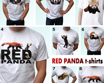 Red Panda t shirt white top tee - All sizes