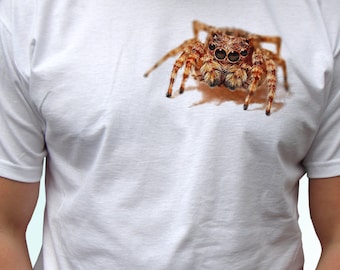 Spider springt wit T-shirt phidippus top spider tee design art - heren-, dames-, kinder- en babymaten