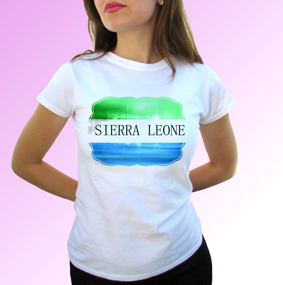 Sierra Leone Flag White T Shirt Top Short Sleeves Mens Etsy