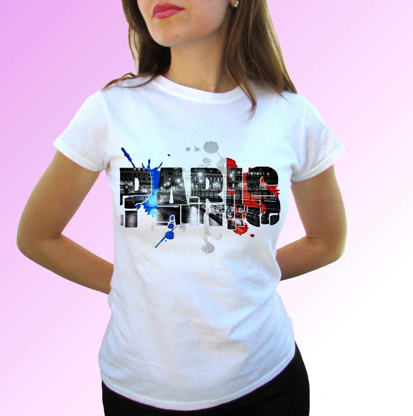 Paris Design White T Shirt Top France Flag Short Sleeves - Etsy UK