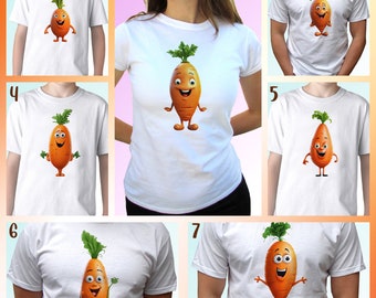 Carrot funny white t shirt vegan vegetarian top tee design fantasy art - mens, womens, kids, baby sizes