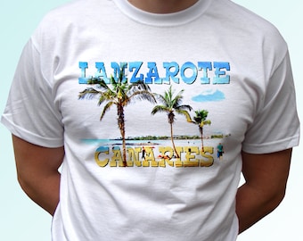 Lanzarote white t shirt top short sleeves - Mens, Womens, Kids, Baby - All Sizes!