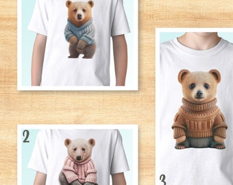 Bear animal print gifts t shirt Christmas birthday gift cute art graphic tee funny portraits wildlife unisex animal lover pet eco friendly
