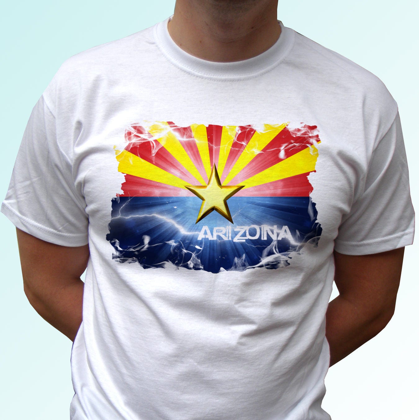 Arizona Flag White T Shirt Top Short Sleeves USA State Mens Etsy Israel