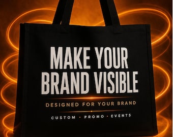 Custom Logo Tote Bag, Branded Business Packaging, Promotional LARGE CANVAS Shopper Event Giveaway Bag Small Business Merch Eco Reusable Tote