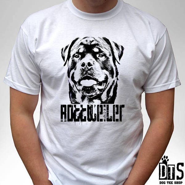 Rottweiler hond wit t-shirt top 100% katoen tee grafisch ontwerp - heren dames kinderen & baby maten
