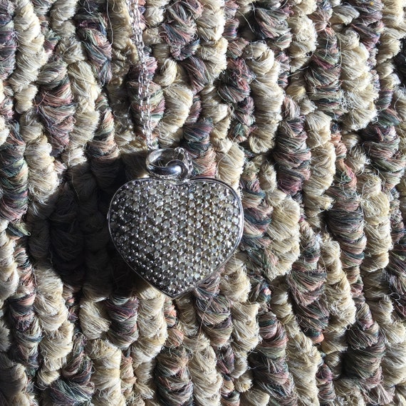 Diamond Pave’ sterling silver heart locket. 21” s… - image 6