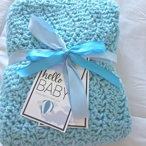Crocheted Agua Blue Baby Blanket