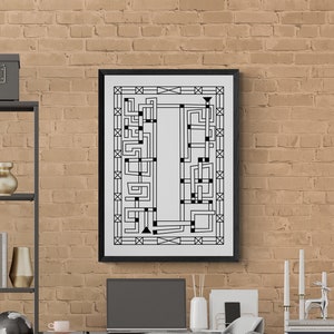 Printable Wall Art, Art & Collectibles, Printable Mazes, Black and White Wall Art, Printable Poster Home and Office Decor, Pipeline image 1