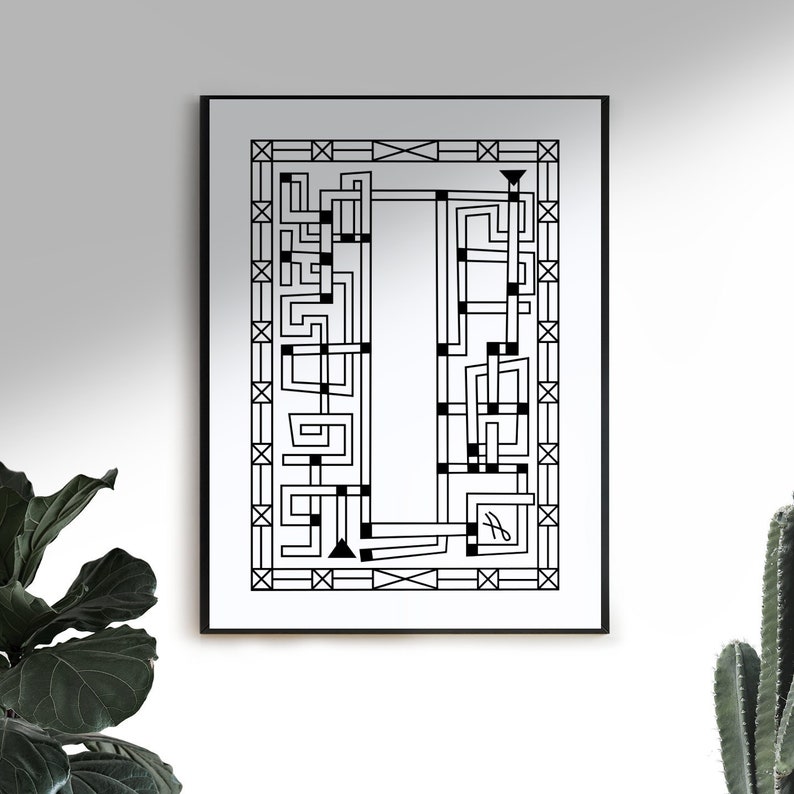 Printable Wall Art, Art & Collectibles, Printable Mazes, Black and White Wall Art, Printable Poster Home and Office Decor, Pipeline image 3