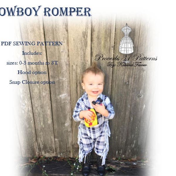 PDF ROMPER- Fringe romper- unisex romper- romper sewing pattern- sewing pdf pattern, tassel romper, infant romper- toddler romper- snap romp