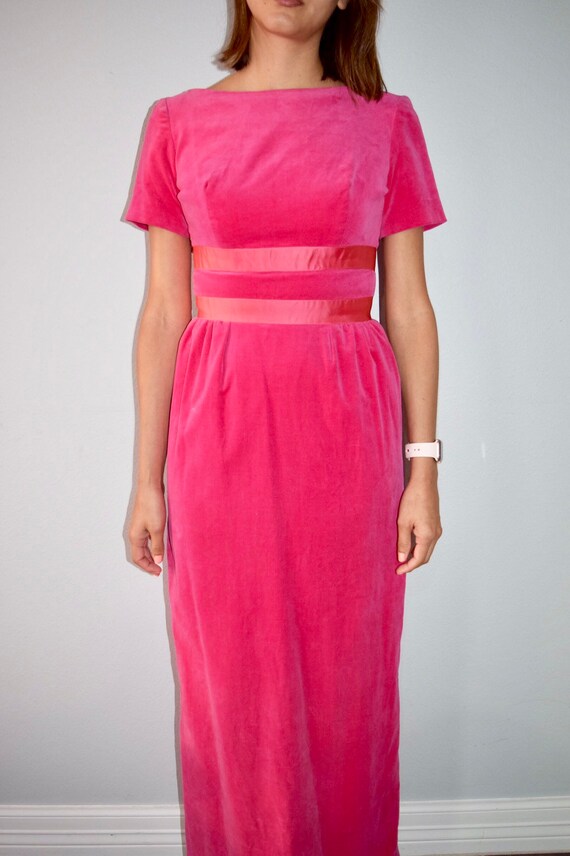 50s/60s Emma Domb pink velvet dress