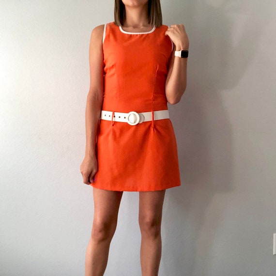 90's orange linen dress