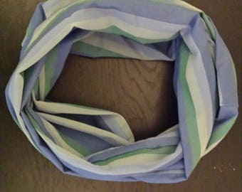 Blue and green stripped infinity scarf