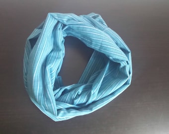 Striped blue infinity scarf