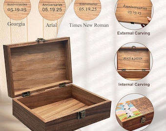 Personalized Walnut Keepsake Box,Wedding Memory Box, Anniversary Gift, Custom Engraved Gift Set, Wedding Day Gift for Photos and Letters