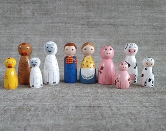 pegdolls / kegelpoppetjes / houten poppetjes thema boerderij