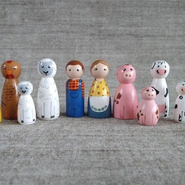 pegdolls / kegelpoppetjes / houten poppetjes thema boerderij