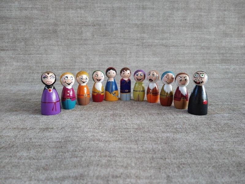 Pegdoll set sneeuwwitje en de 7 dwergen kegelpoppetjes - Etsy Nederland