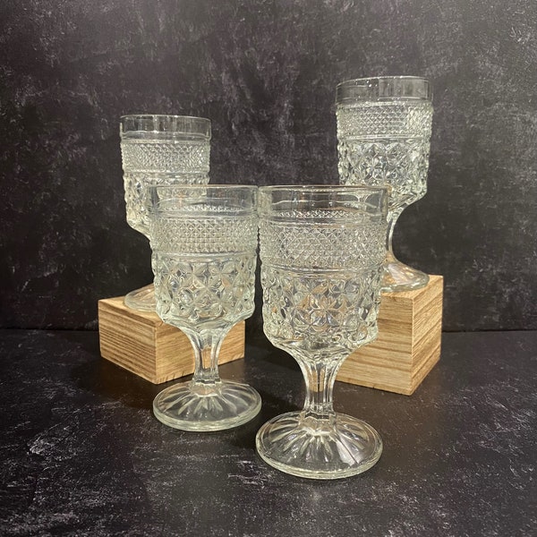 Vintage Anchor Hocking Wexford Wine Glasses Set of 4