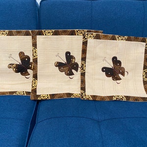 Vintage 70s Butterfly Pillow Shams Set of 3 handmade
