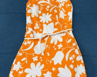 Vintage 60’s Orange and White Flower Power Playsuit
