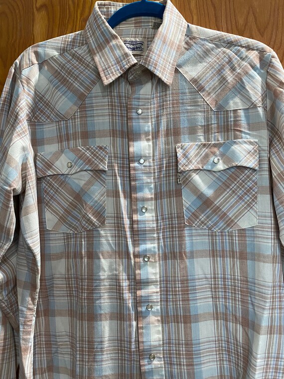 vintage Levi's Pearl Snap Western Cowboy Shirt Lar