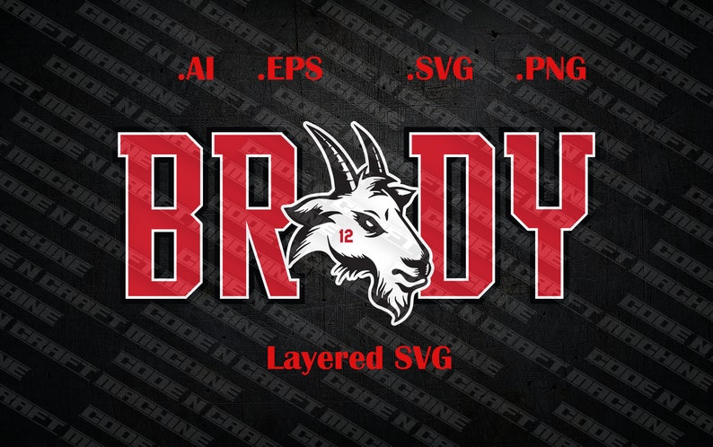 Tom Brady GOAT svg Etsy