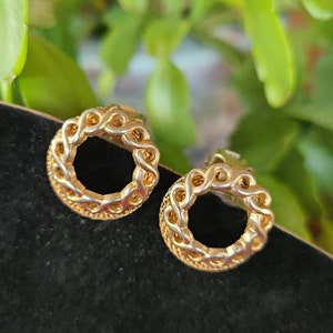 Lot of 2 Pairs of Vintage 80s Retro Earrings Gold and Black Clip On Earrings