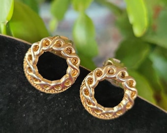 Lot of 2 Pairs of Vintage 80s Retro Earrings Gold and Black Clip On Earrings