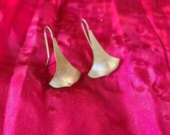 Brass Whale Tail Earrings Unique Vintage
