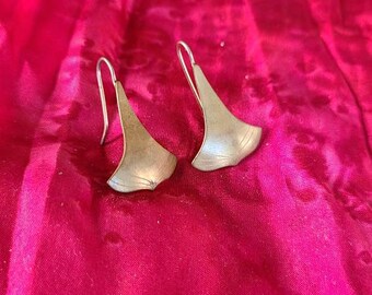 Brass Whale Tail Earrings Unique Vintage