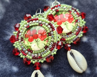 Aloha Pua Collection Beaded Indigenous Earrings - Handmade