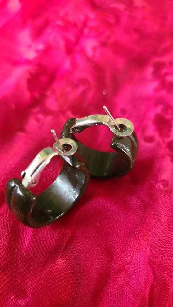 2 Pairs Vintage Retro Chunky 80s Earrings Brown a… - image 3